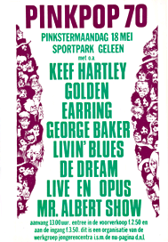 Pinkpop 1970 festival poster with band line up.
